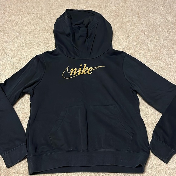 Nike Tops - Nike hoodie size small black and gold